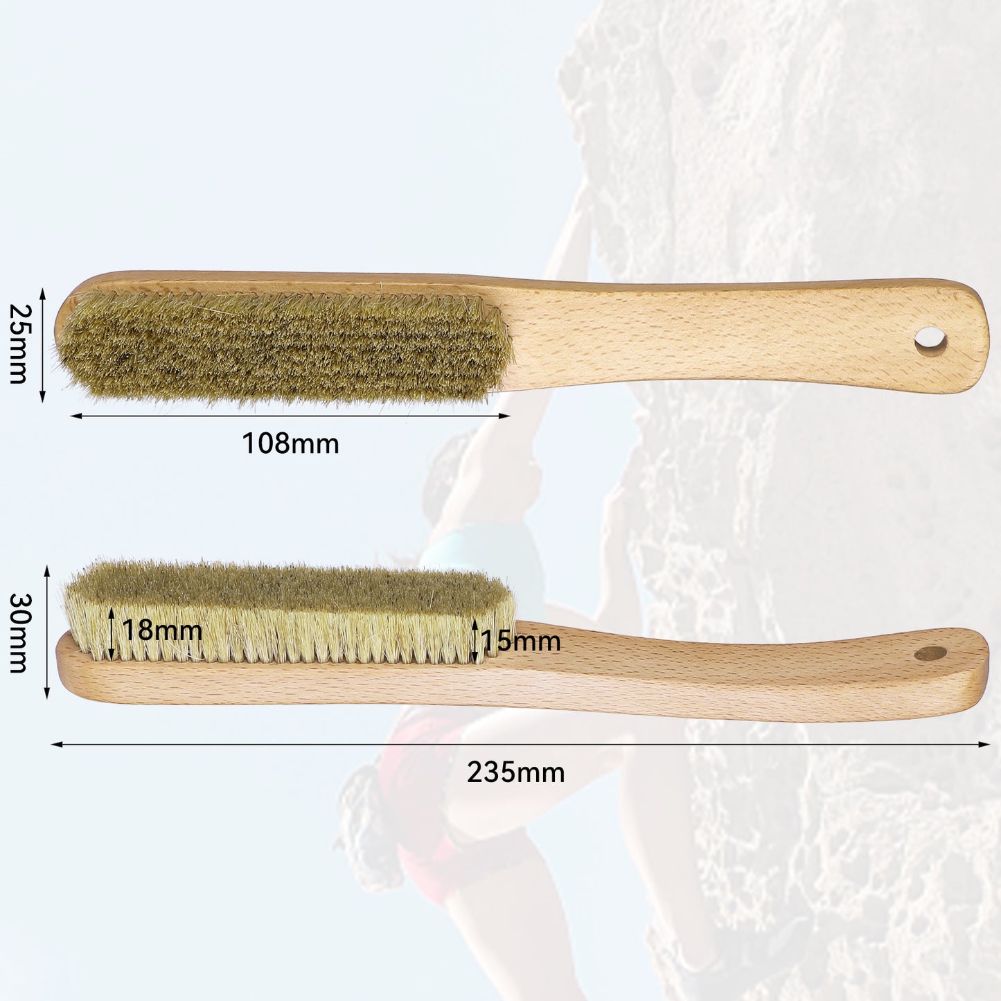 Boar Bristle Boulder Brush for Rock Climbing | Wooden Boar Hair Rock Climbing Brush