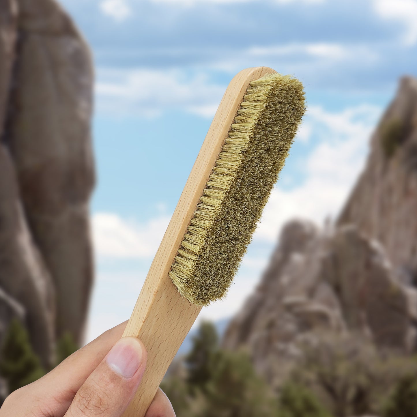 Boar Bristle Boulder Brush for Rock Climbing | Wooden Boar Hair Rock Climbing Brush