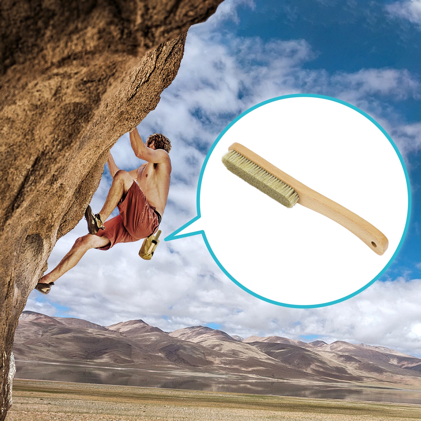 Boar Bristle Boulder Brush for Rock Climbing | Wooden Boar Hair Rock Climbing Brush