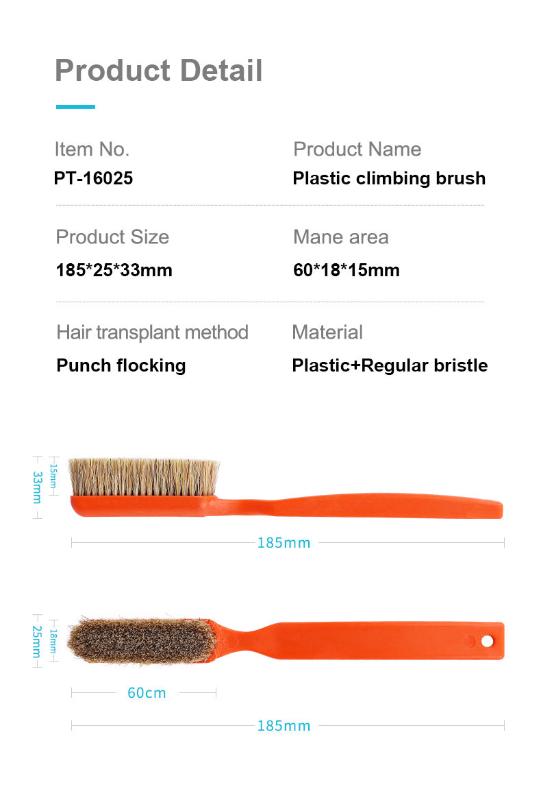 Plastic handle Mountaineering brush boar hair climbing brush Environmentally friendly dense bristles easy to carry